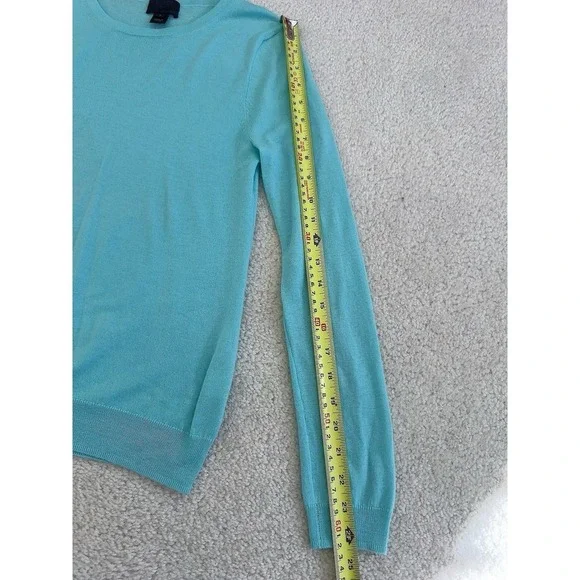 J. Crew Collection Italian Cashmere Teal Sweater Small Long Sleeve Pullover - Picture 7 of 10